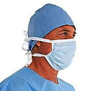 Mask, Surgical Non-Sterile , Blue, 4 tie pleated, 50/bx, 6bx/case, 300 Masks